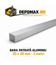 Bara patrata aluminiu 20 x 20 mm, 3 metri, EN AW-6082